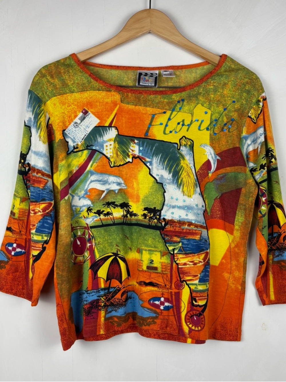 Y2K Florida Souvenir Top Beach Artsy Graphic Tee Funky Colorful Retro 90s Vibes